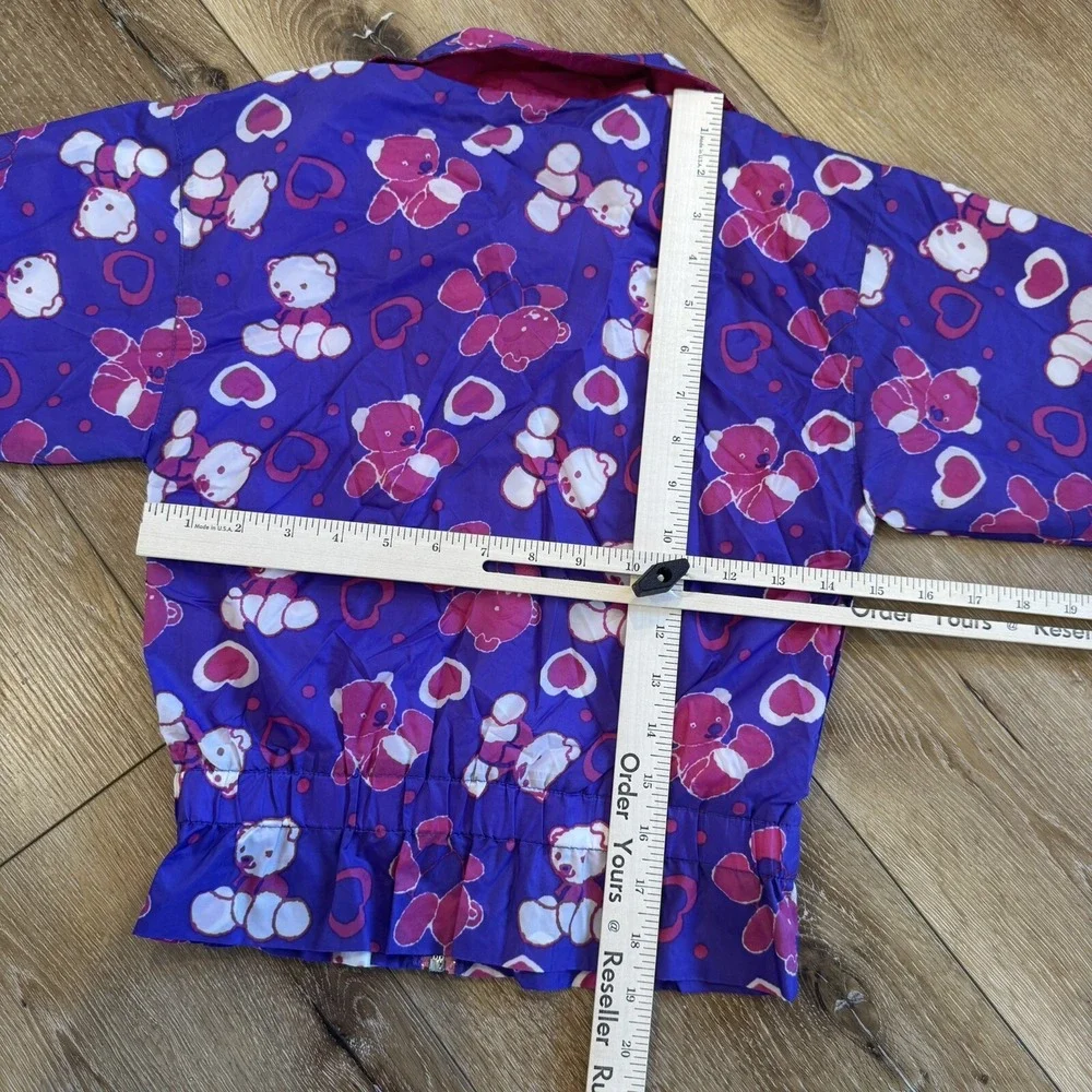 Vintage Windbreaker‎ Jacket Youth 6 Girls Retro 90s Hearts Teddy Bears Kidcore